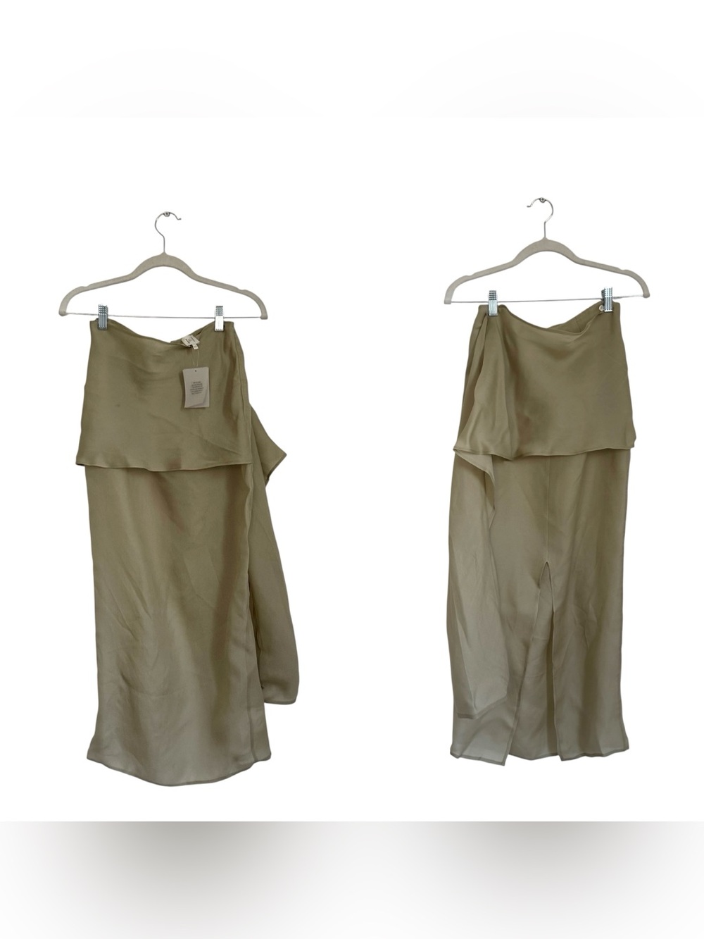 NWT HELSA The Silk Gazar Skirt With Drape in Stone - Picture 10 of 14